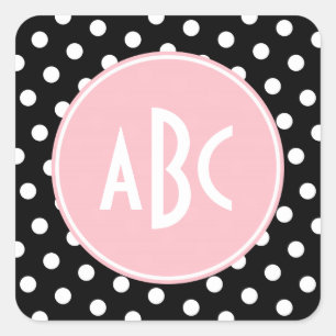 Monogram roze witte en zwarte pols vierkante sticker