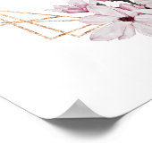 Monogram Roze Witte Magnolias Bird Lijst Poster (Hoek)