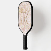 Monogram roze witte marmer Glitter Gift Pickleball Paddle (Links)