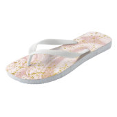Monogram Roze witte marmer Glitter Teenslippers (Schuin)