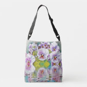 Monogram roze witte pansies over de Waterverf van Crossbody Tas (Achterkant)