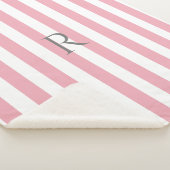  Monogram Roze & Witte Strepen Gestreept Sherpa Deken (3/4)