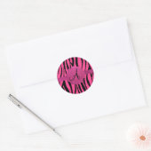 Monogram roze zebra's ronde sticker (Envelop)