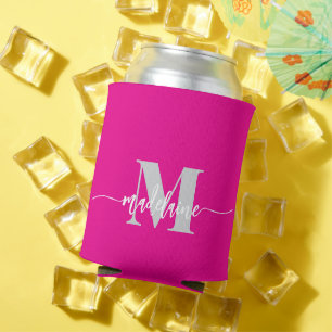 Monogram Roze Zilver Wit Personal Blikjeskoeler