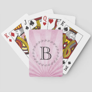 Monogram Roze Zonnestralen met een Versleten Textu Pokerkaarten
