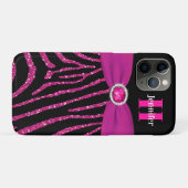 Monogram roze, zwart Glitter Zebra iPhone 11 Hoesj Case-Mate iPhone Case (Achterkant (horizontaal))