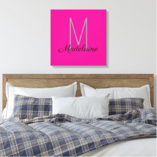 Monogram Roze Zwart Persoonlijk Elegant Canvas Afdruk
