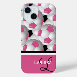 Monogram roze zwart Voetbal Patroon