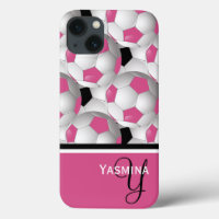 Monogram roze zwart Voetbal Patroon