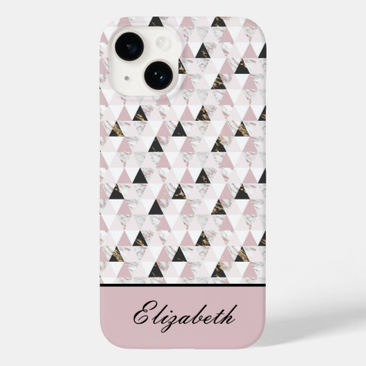 Monogram roze zwart-wit marmer Case-Mate iPhone case (Achterkant)