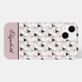 Monogram roze zwart-wit marmer Case-Mate iPhone case (Achterkant (horizontaal))