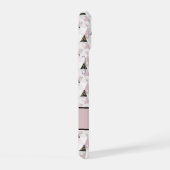 Monogram roze zwart-wit marmer iPhone 15 hoesje (Rechterkant)