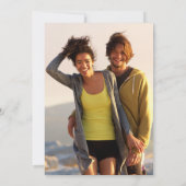 Monogram Rozen Greenery Floral Foto Weddenschap Kaart (Achterkant)