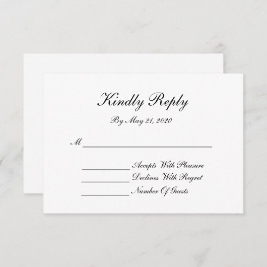 Monogram RSVP-kaart - Elegant script RSVP Kaartje (Voorkant / Achterkant)