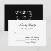 Monogram RSVP-kaart - zwart-wit RSVP Kaartje (Voorkant / Achterkant)