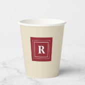 Monogram, Ruby Red Denim Print 8oz papieren bekers (Voorkant)