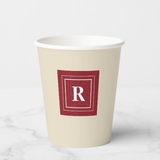 Monogram, Ruby Red Denim Print 8oz papieren bekers (Voorkant)