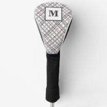 Monogram ruitpatroon rood zilver grijs cadeau voor