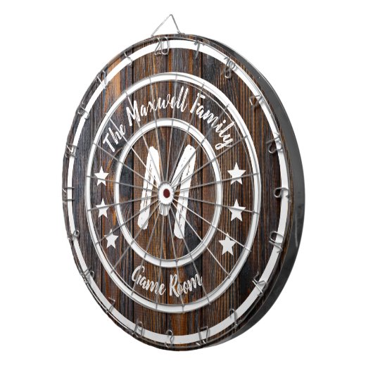 Monogram Rustic Barn Wood Dartbord (Voorkant Rechts)