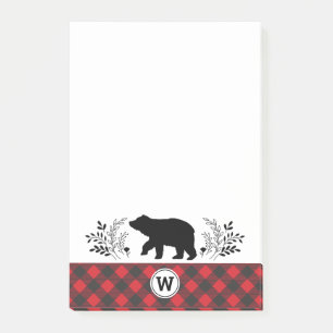 Monogram Rustic Beer Buffalo Plaid Post-it® Notes