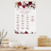 Monogram Rustic Bloom Roze Burgundy Stof Paars Poster (Keuken)