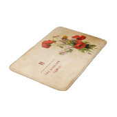 Monogram  Rustic Bouquet Red Poppies beige Badmat (Gekanteld)