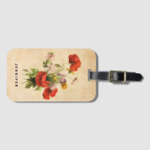 Monogram  Rustic Bouquet Red Poppies beige Bagagelabel (Voorkant (horizontaal))
