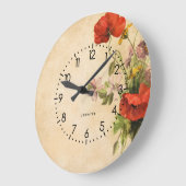 Monogram Rustic Bouquet Red Poppies beige Grote Klok (Hoek)