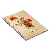 Monogram Rustic Bouquet Red Poppies beige Notitieboek (Rechterzijde)