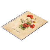 Monogram Rustic Bouquet Red Poppies beige Notitieboek (Linkerzijde)