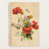 Monogram  Rustic Bouquet Red Poppies beige Planner (Voorkant)