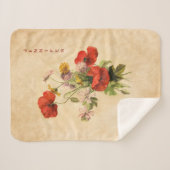 Monogram  Rustic Bouquet Red Poppies beige Sherpa Deken (Voorkant (horizontaal))