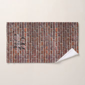 Monogram Rustic Brick Pattern Land Farmhouse Bad Handdoek (Handdoek)