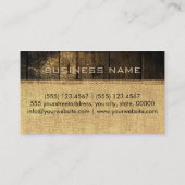 Monogram Rustic Burlap  Wood Kijk #2 Visitekaartje (Achterkant)