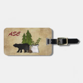 Monogram Rustic Country Mountain Silhouette Beer Bagagelabel (Voorkant horizontaal)