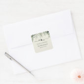 Monogram Rustic Eucalyptus Wedding Vierkante Sticker (Envelop)