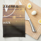 Monogram Rustic Houten Panelen Script Theedoek (Quarter Fold)