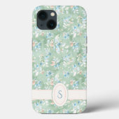Monogram Rustic Pink Sage Green Waterverf Floral Case-Mate iPhone Case (Achterkant)