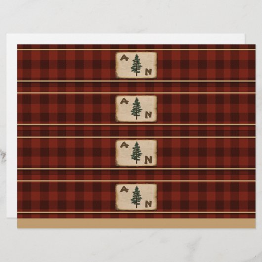 Monogram Rustic Pset Wedding Invitation Wrappers (Voorkant / Achterkant)