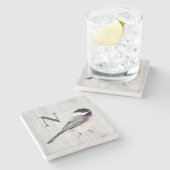 Monogram Rustic Woodgrain Waterverf Bird Stenen Onderzetter (Zijkant)