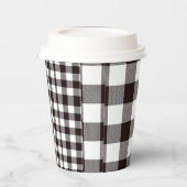 Monogram Rustiek Chic Bruin en Wit Plaid Papieren Bekers (Links)