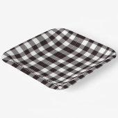 Monogram Rustiek Chic Bruin en Wit Plaid Papieren Bordje (Gebogen)