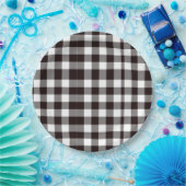 Monogram Rustiek Chic Bruin en Wit Plaid Papieren Bordje (Feest)