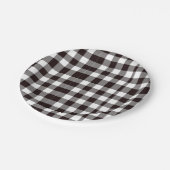 Monogram Rustiek Chic Bruin en Wit Plaid Papieren Bordje (Gekanteld)