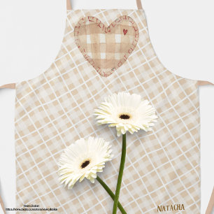 Monogram rustiek hart en tartan Brown Schort