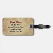 Monogram Rustieke Country Mountain Silhouette Moos Bagagelabel (Achterkant horizontaal)