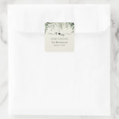 Monogram Rustieke Eucalyptus Bruiloft Vierkante Sticker (Tas)