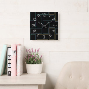 Monogram rustieke getallen vierkante klok