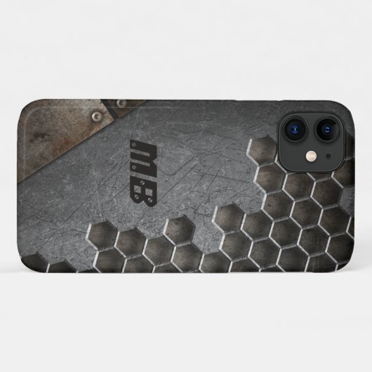 Monogram rustieke grunge mannelijk gepersonaliseer Case-Mate iPhone case (Achterkant (horizontaal))