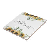 Monogram rustieke herfst zonnebloem tegeltje (Zijkant)